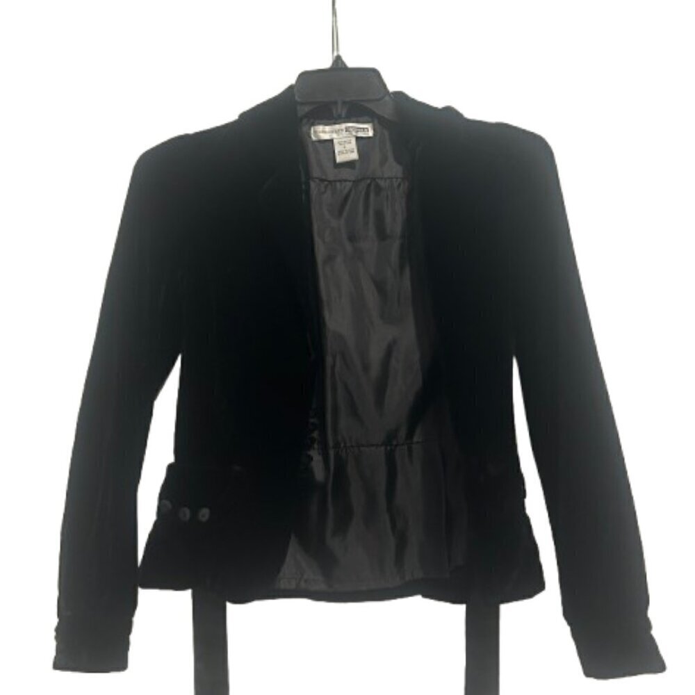Nordstrom Necessary Objects Black Velvet Blazer with Tie Women’s Size S